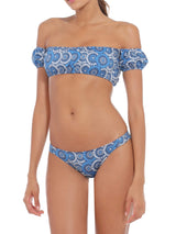 Bikini a fascia in denim floreale