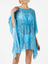 Türkisfarbener Kaftan mit Bandana-Print