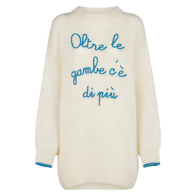 Woman ultra soft knit dress with Oltre le gambe c'è di più embroidery | NIKI DJ SPECIAL EDITION