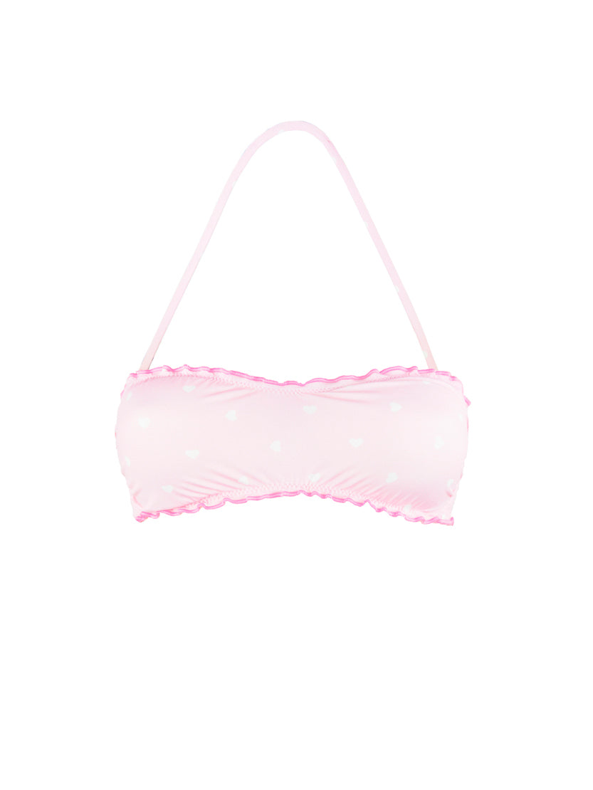 Bandeau top with hearts print