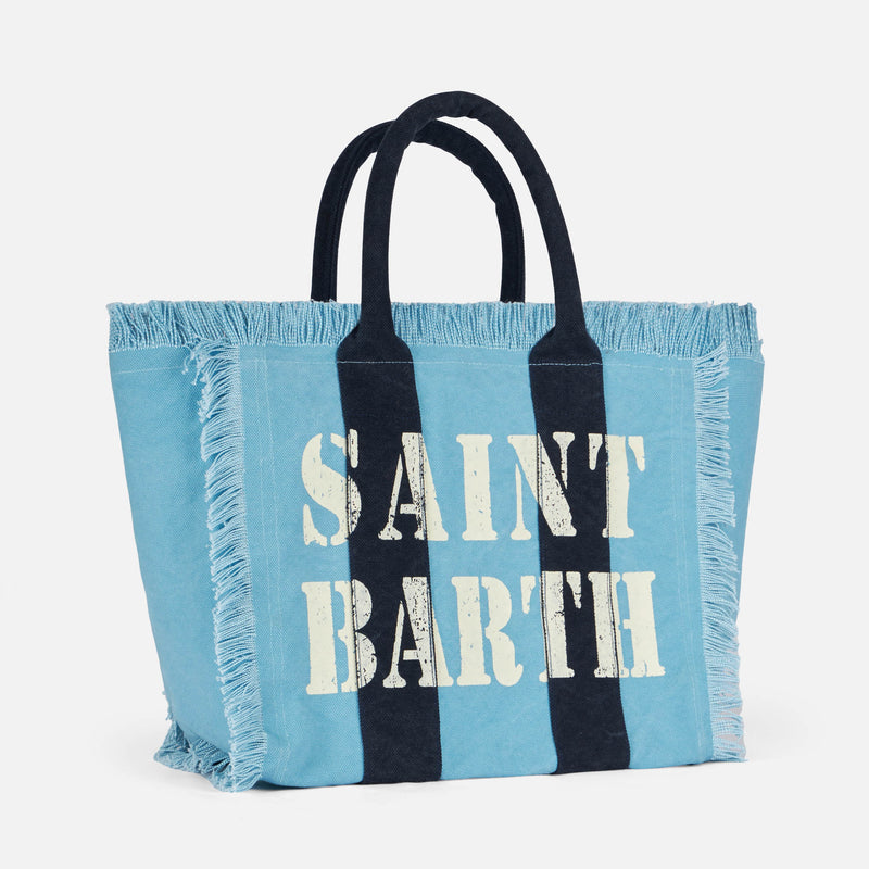 Borsa a spalla Vanity in canvas con logo Saint Barth