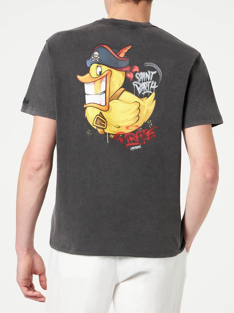 T-shirt da uomo in cotone con stampa fronte e retro captain duck| CRYPTO PUPPETS® EDIZIONE SPECIALE