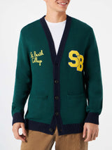 Cardigan in maglia con patch e ricamo St. Barth College