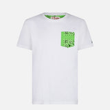 Man cotton t-shirt with green bandanna pocket