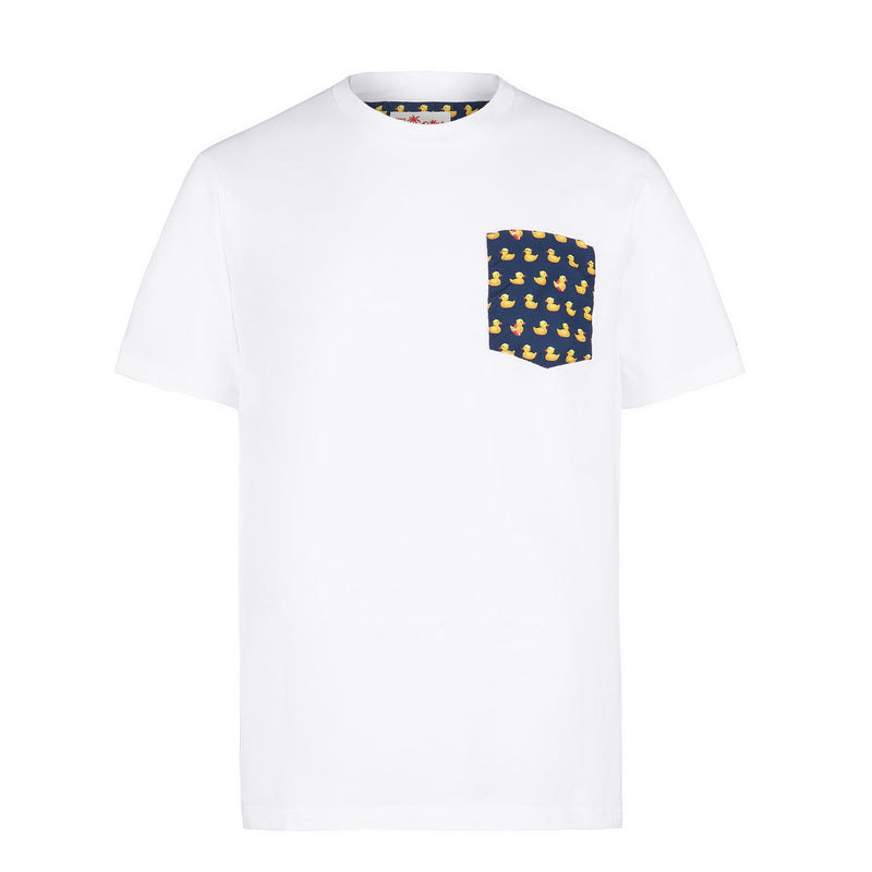 T-shirt da uomo in cotone con taschino stampa papere