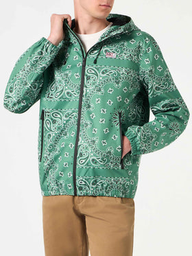 Man hooded lightweight windbreaker with bandanna print - MC2 Saint Barth