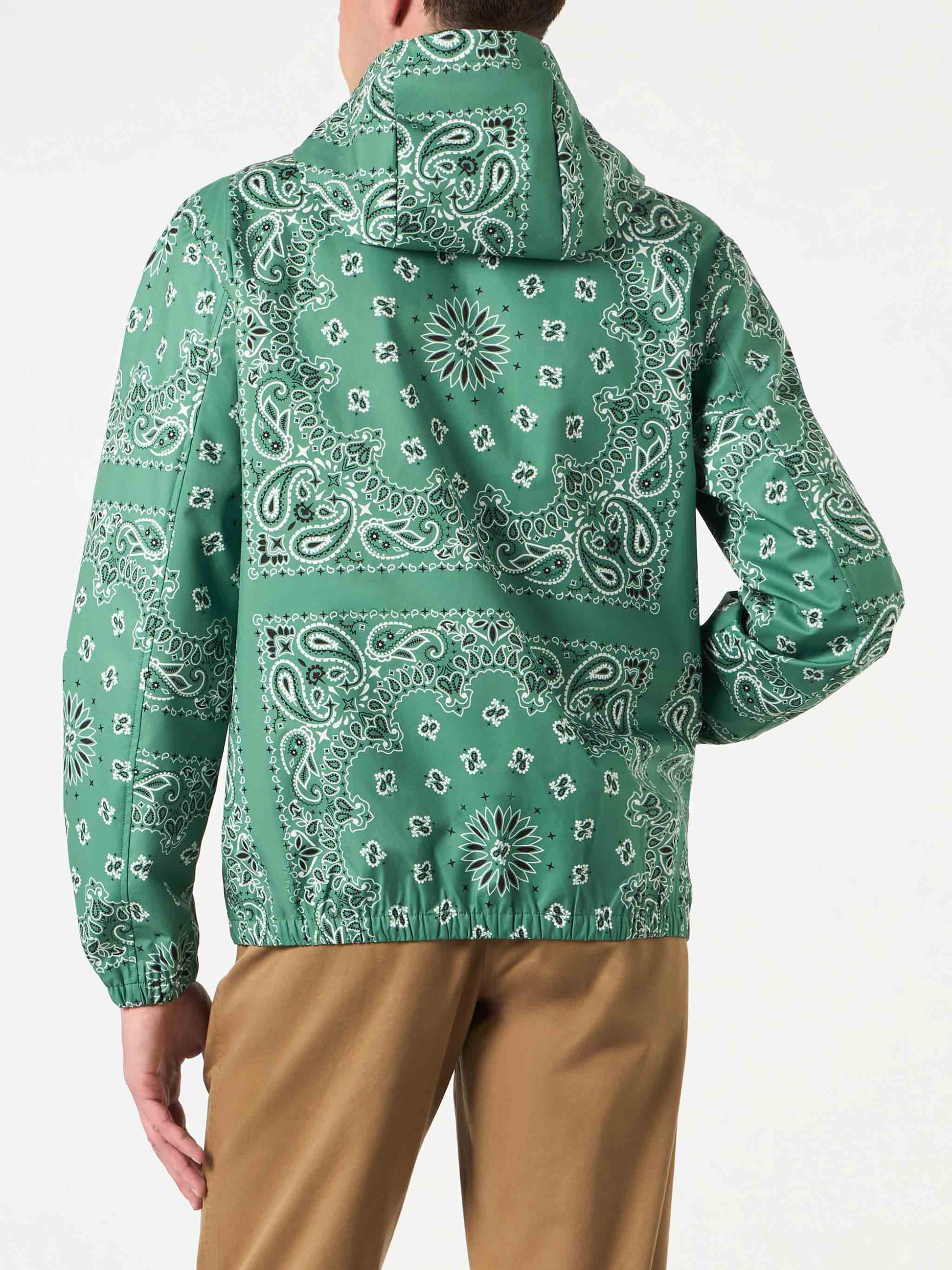 Man hooded lightweight windbreaker with bandanna print - MC2 Saint Barth