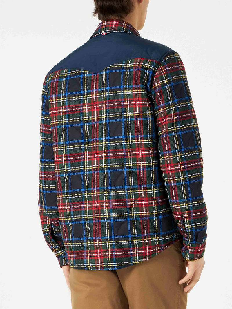 Sovracamicia imbottita tartan da uomo con tasche a toppa