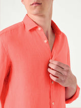 Camicia da uomo Pamplona in lino rosso fluo