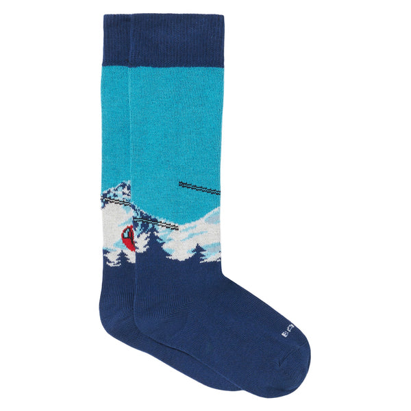 Boy long socks with mountain postcard print