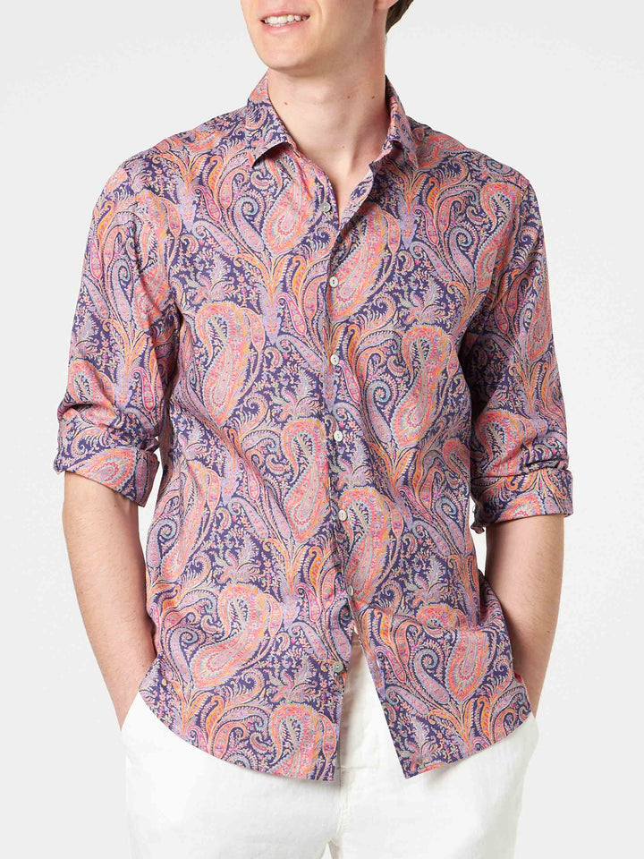 Herren-Hemd Sikelia aus Musselin-Baumwolle mit Paisley-Print | Hergestellt aus Liberty-Stoff