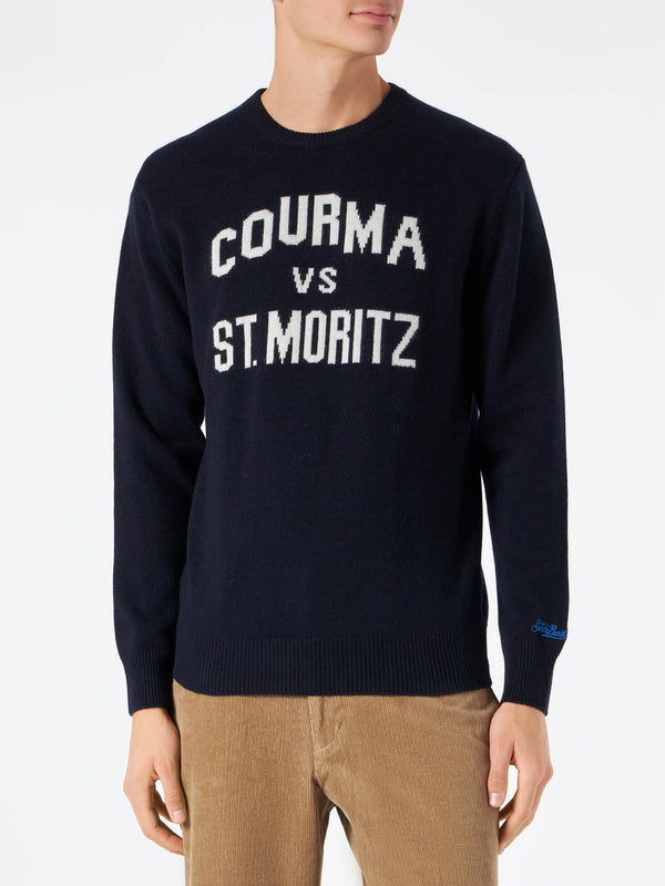 Maglia da uomo blu navy con stampa Courma vs St. Moritz