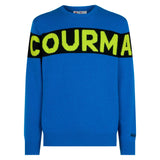 Blauer Herrenpullover mit Courma-Schriftzug