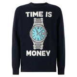 Man sweater with Time is money embroidery