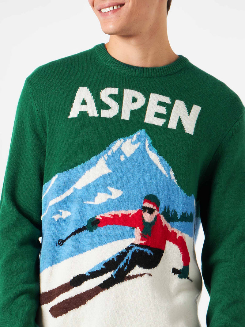 Man sweater Aspen vintage postcard print