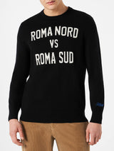 Leichter Herrenpullover Roma Nord vs. Roma Sud mit Jacquard-Aufdruck