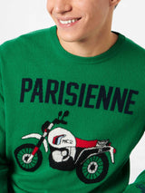 Man lightweight sweater with motorbike jacquard