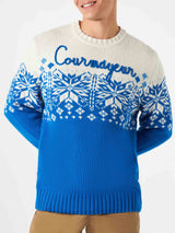 Man crewneck sweater with Courmayeur embroidery