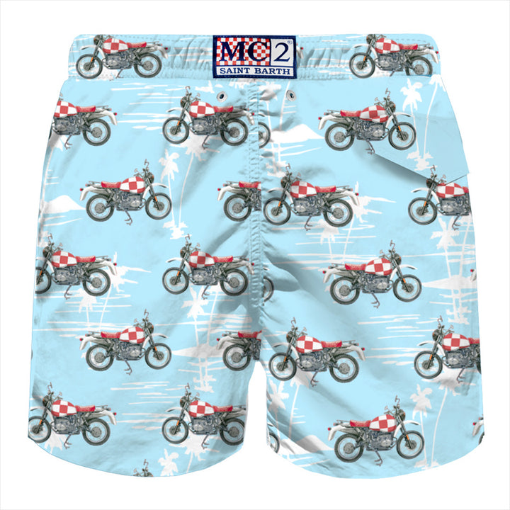 Man light fabric swim shorts with motorbike print - MC2 Saint Barth
