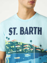 Man cotton t-shirt with Saint Barth postcard print