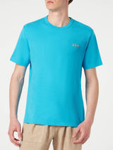 T-shirt da uomo in cotone azzurro