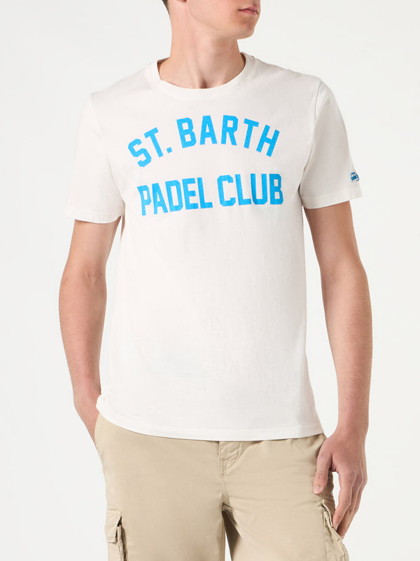 T-shirt da uomo in cotone trattamento vintage con stampa St. Barth Padel Club