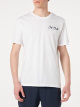 Man cotton t-shirt with St. Barth surf print