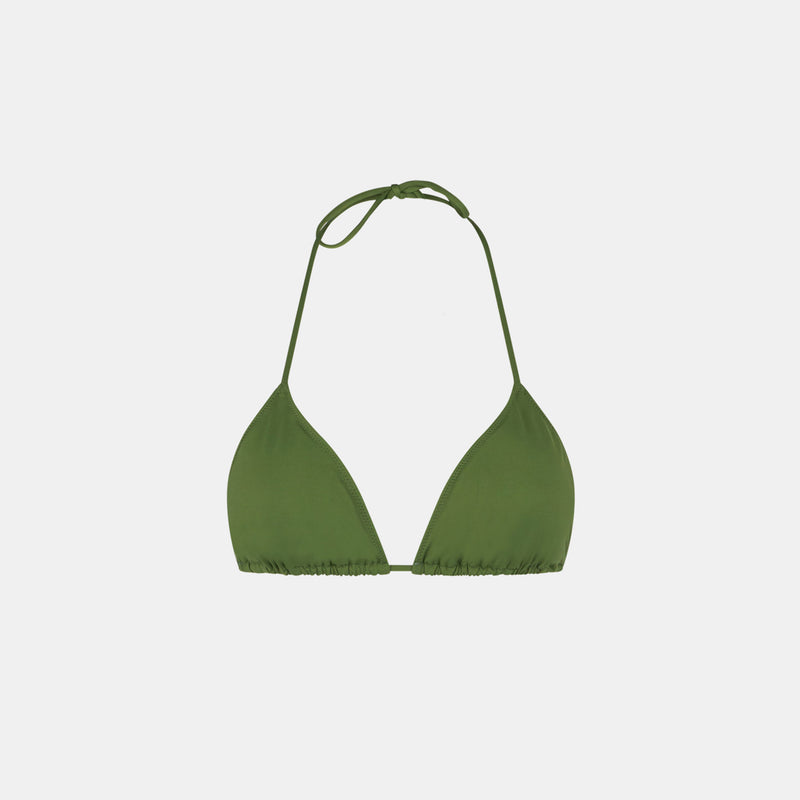 Woman military green triangle top