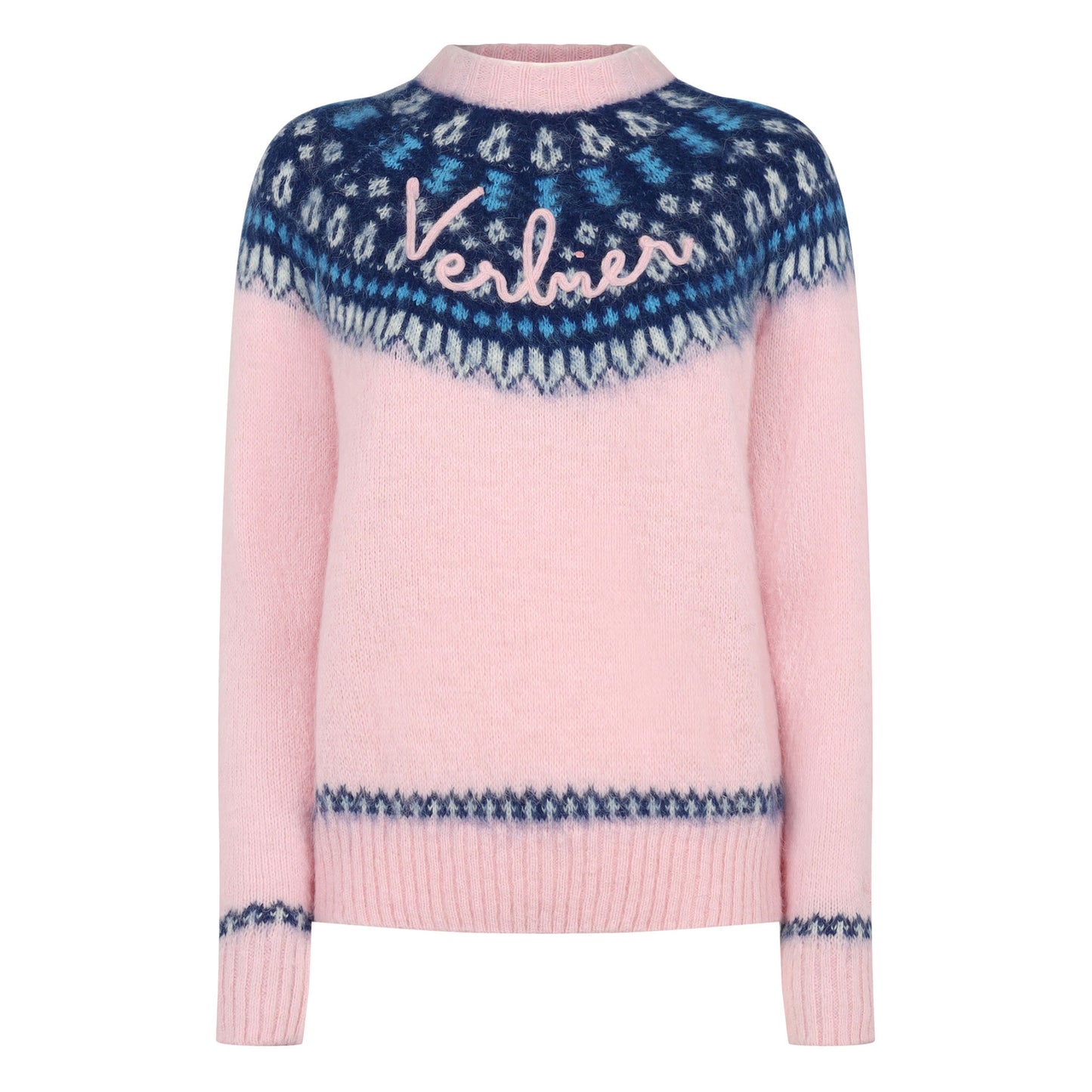 Maglione da donna con jacquard nordico e ricamo Verbier