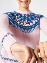 Maglione da donna con jacquard nordico e ricamo Verbier