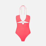 Costume intero cut out rosso fluo