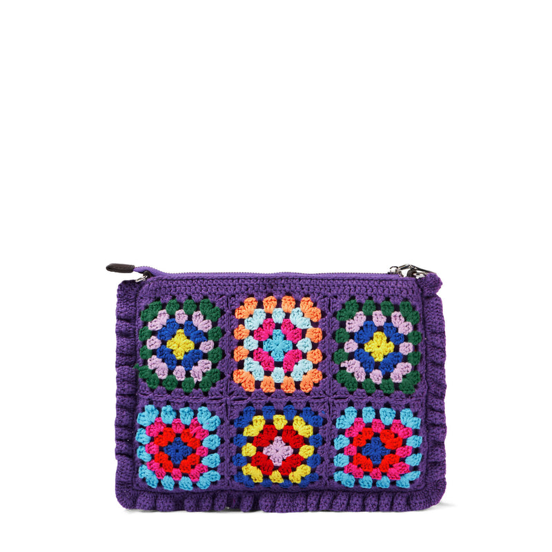 Pouch a tracolla all'uncinetto Parisienne viola