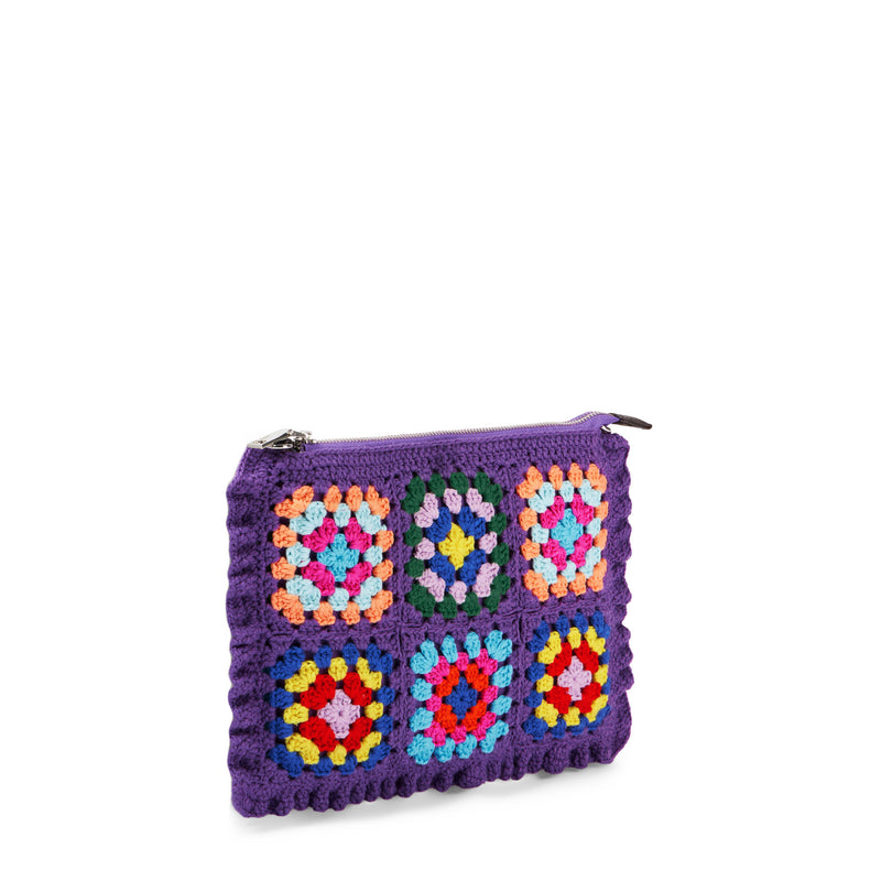 Gehäkelte Umhängetasche Clutch „Parisienne“ in Violett