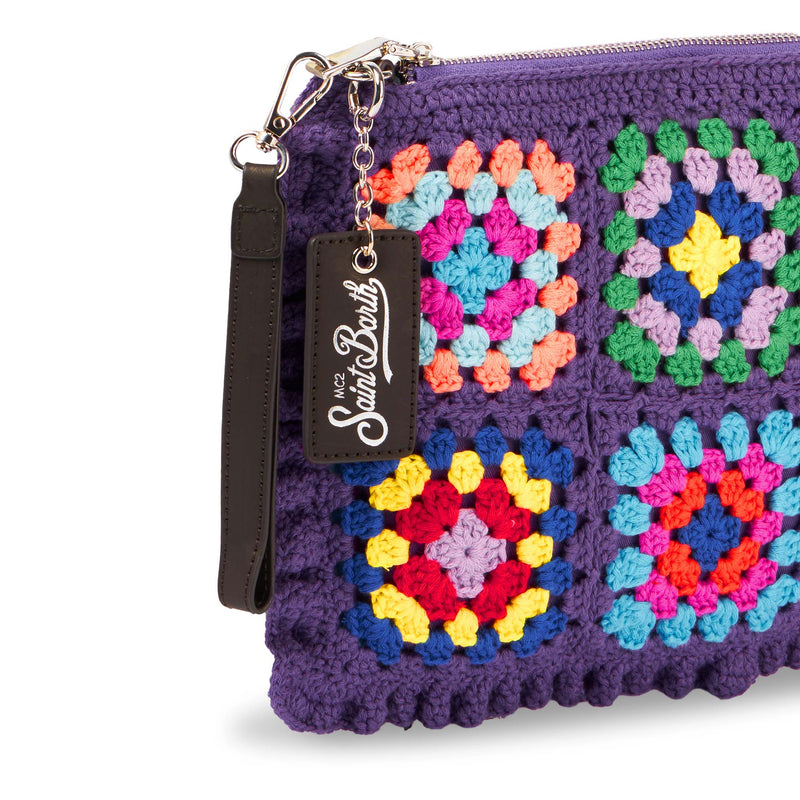 Parisienne violet crochet crossbody pouch bag