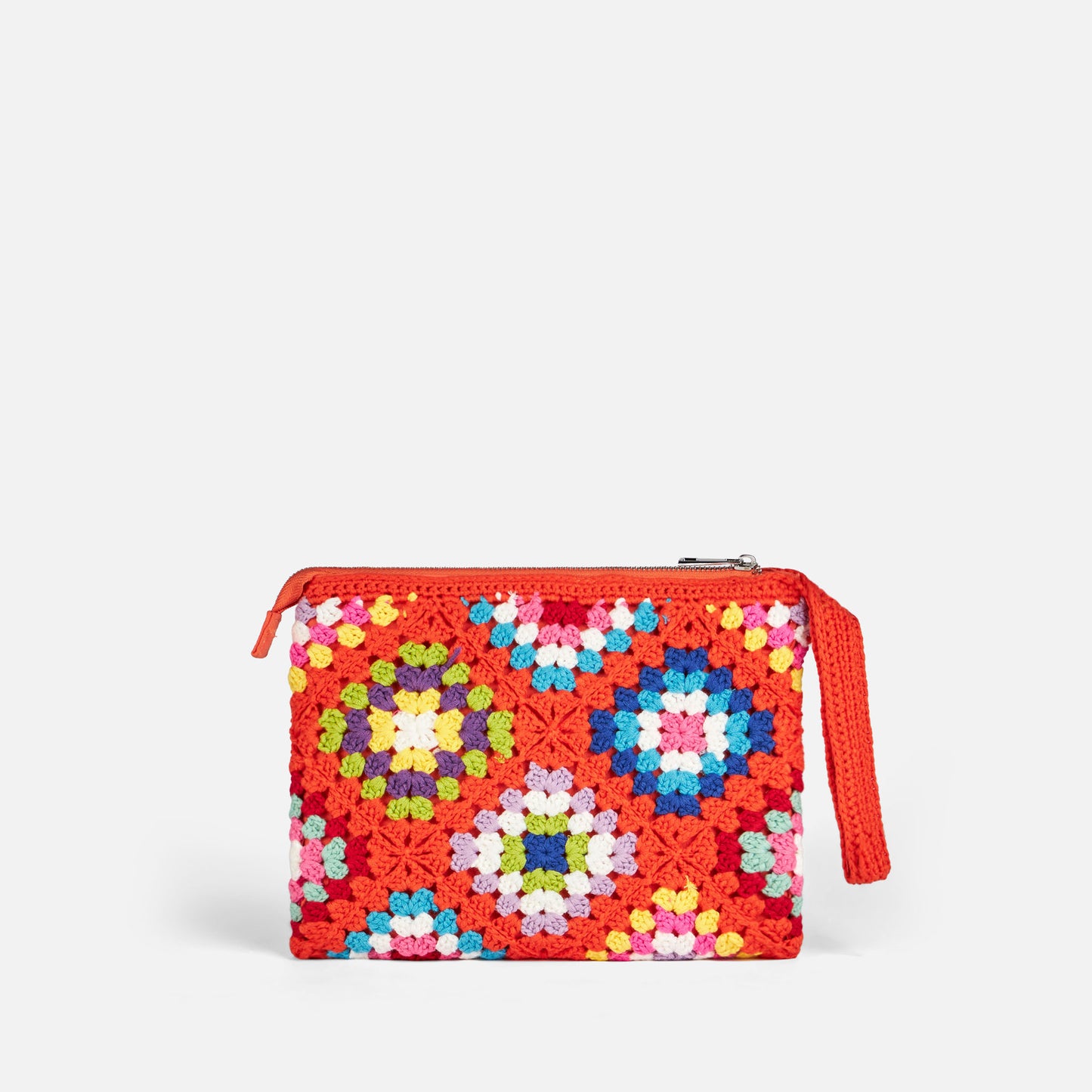 Pouch Parisienne all'uncinetto arancione con Saint Barth