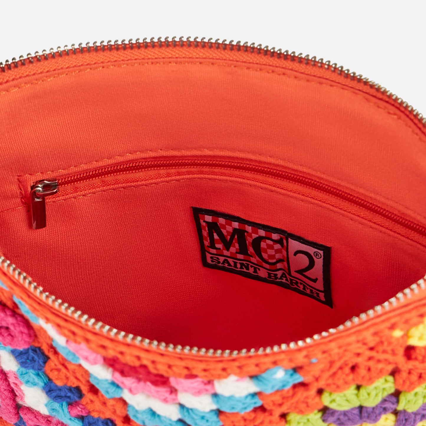 Pouch Parisienne all'uncinetto arancione con Saint Barth