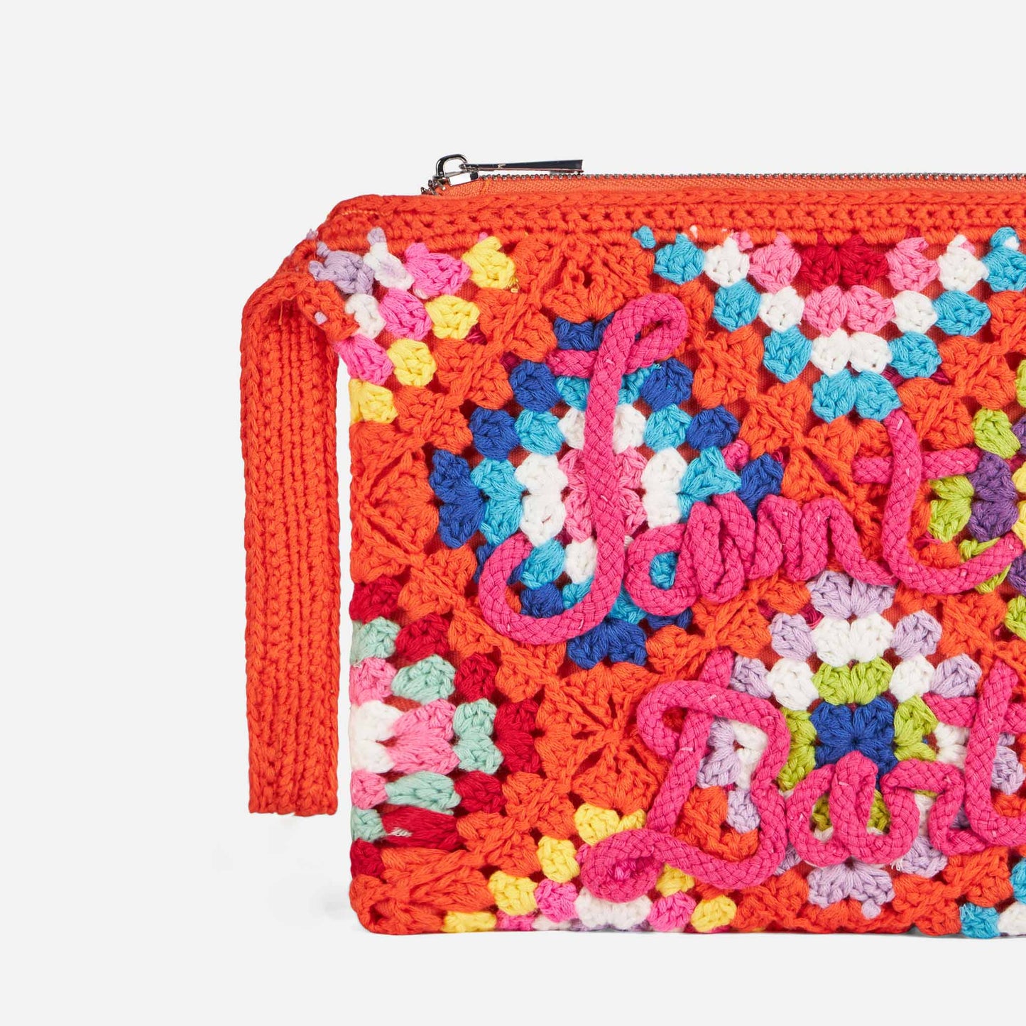 Pouch Parisienne all'uncinetto arancione con Saint Barth
