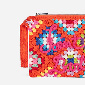 Pouch Parisienne all'uncinetto arancione con Saint Barth