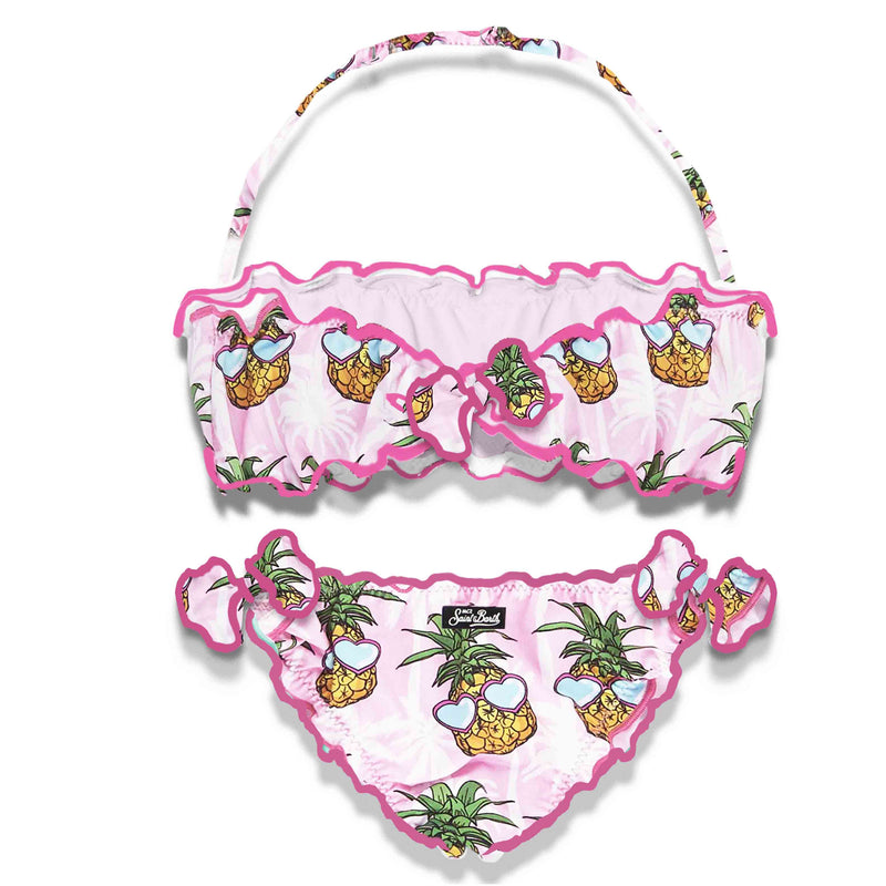 Girl bandeau bikini with pineapple print