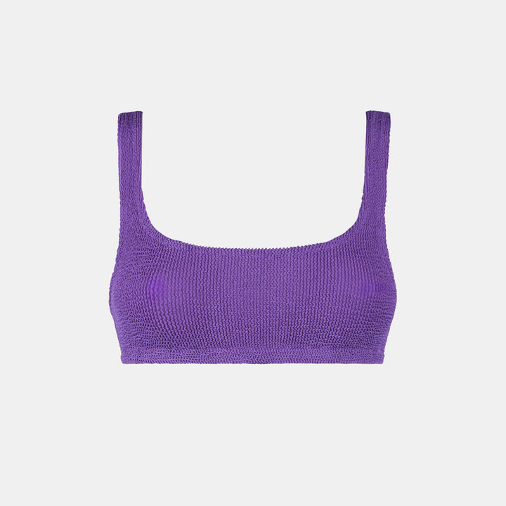 Woman purple crinkle bralette top swimsuit