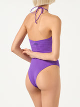 Costume da bagno intero cutout viola