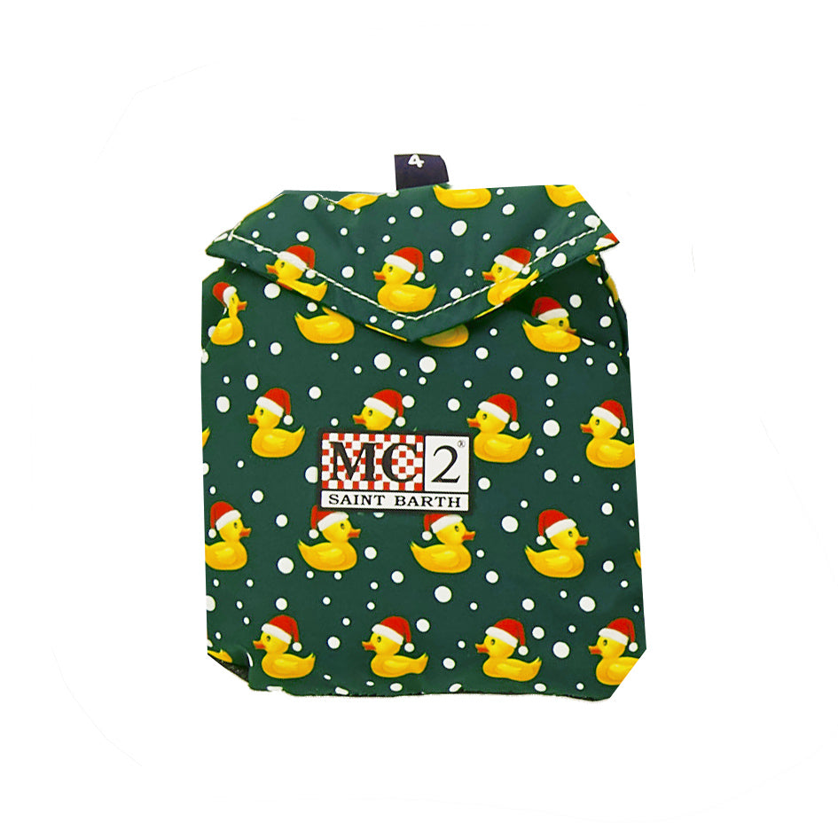 Boy light fabric swim shorts with Christmas ducky print