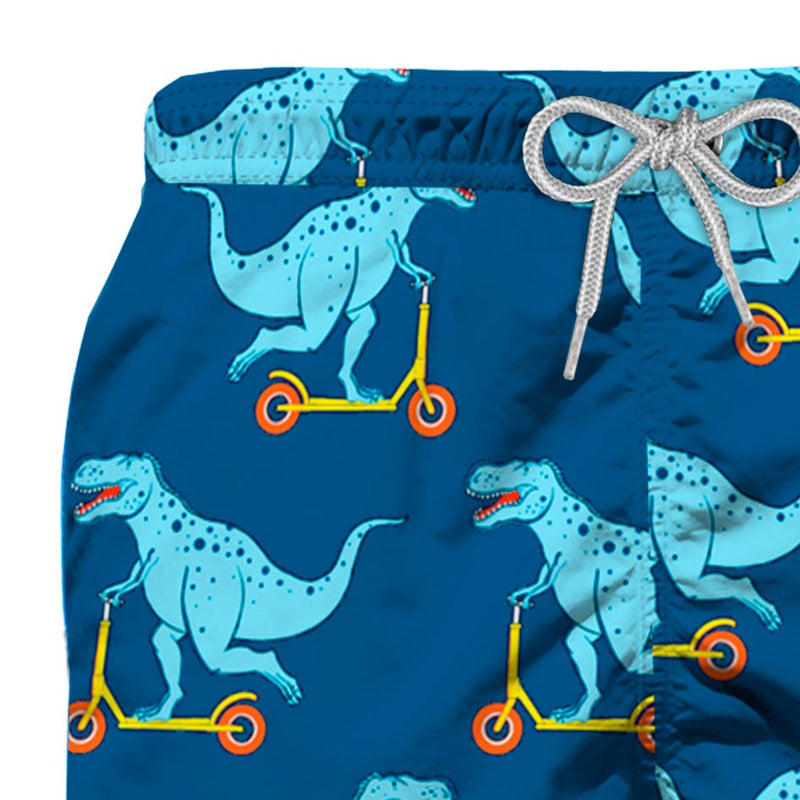 Leichte Jungen-Badeshorts mit Dino-Scooter-Print