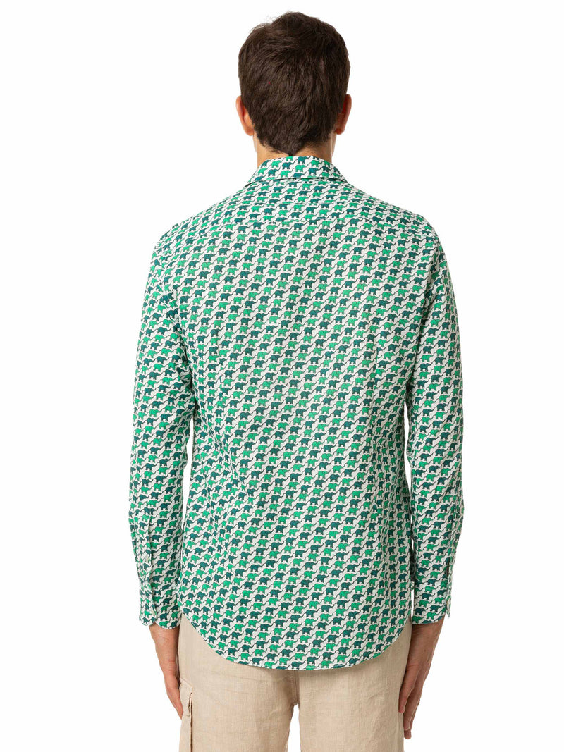 Man muslin cotton Sikelia shirt with elephant print