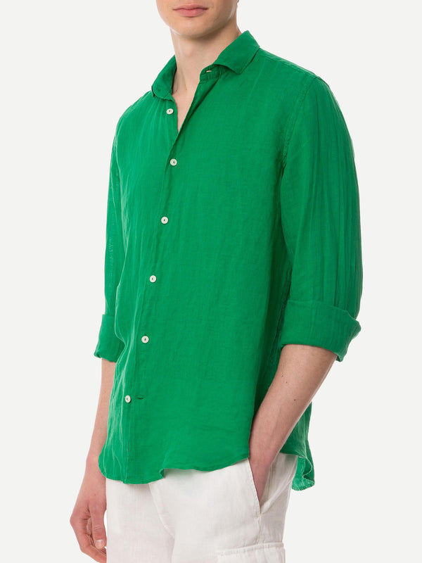 Camicia da uomo Pamplona in lino verde