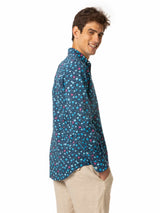 Man muslin cotton Sikelia shirt with jellyfish print