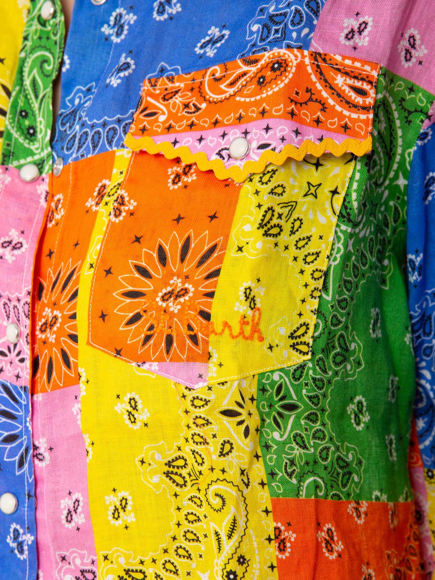 Multicolour bandanna print linen shirt