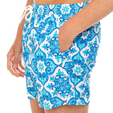 Light fabric man swim shorts maiolica print