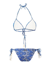 Bikini a triangolo con stampa denim a fiori