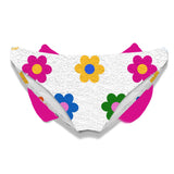 Girl terry swim briefs with daisy print